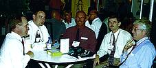 Pictured in the EMS coffee shop at this year&#8217;s Securex exhibition are, from left to right, Stuart Pickering and Steve Mason, both from EMS, with GIS management Dave Milligan, Graeme Ward and Keith Fraser